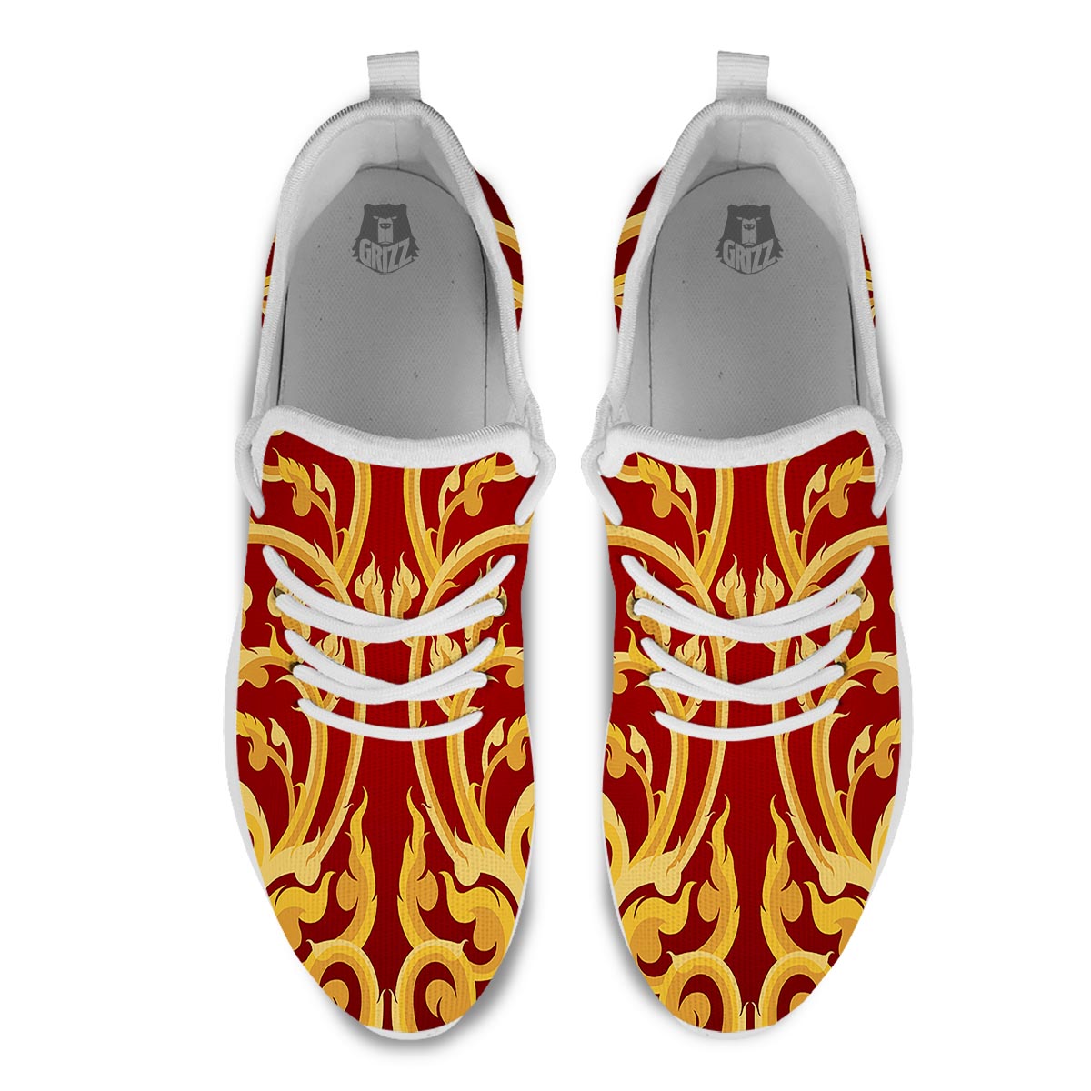 Vines Thai Winding Print White Athletic Shoes-grizzshop