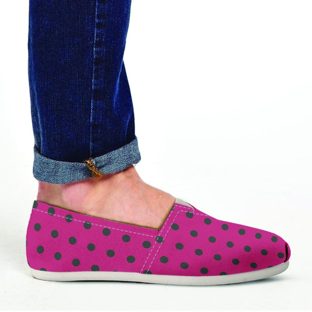 Vintage Black And Pink Tiny Polka Dot Canvas Shoes-grizzshop