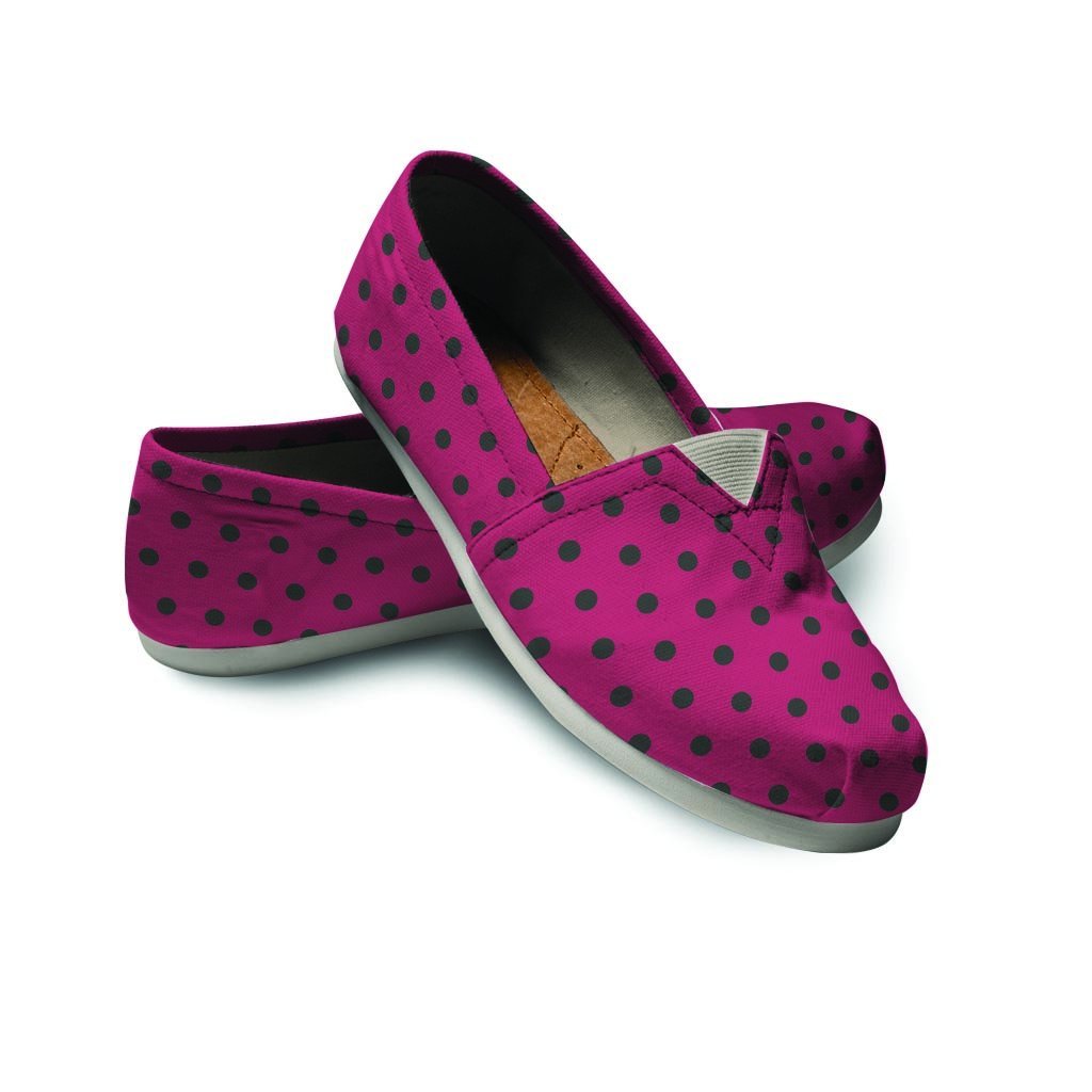 Vintage Black And Pink Tiny Polka Dot Canvas Shoes-grizzshop
