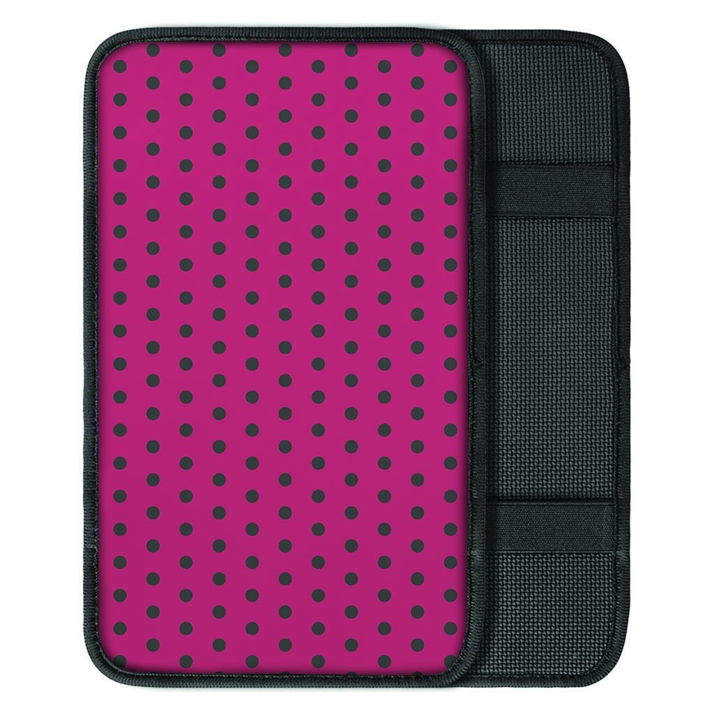 Vintage Black And Pink Tiny Polka Dot Car Console Cover-grizzshop