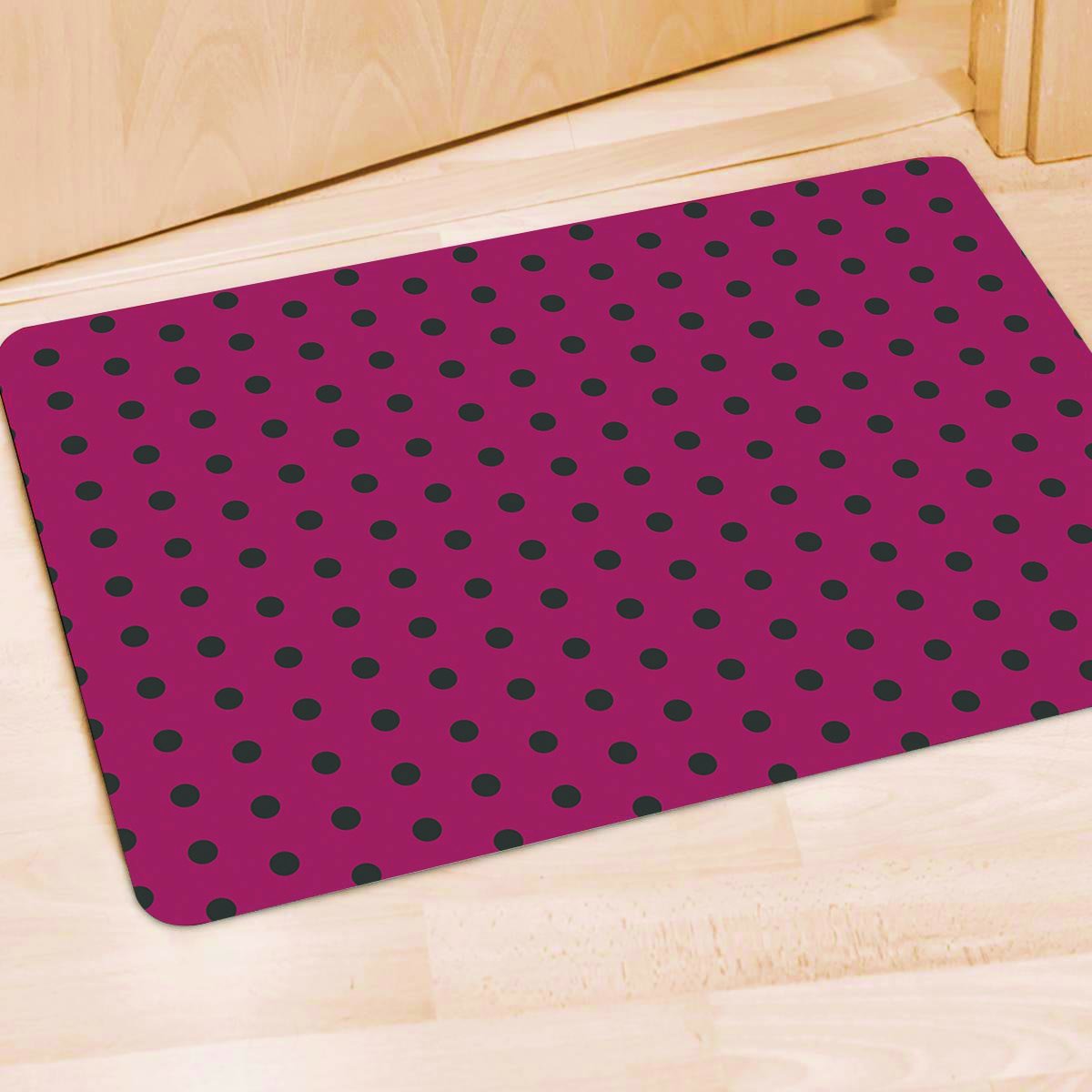 Vintage Black And Pink Tiny Polka Dot Door Mat-grizzshop