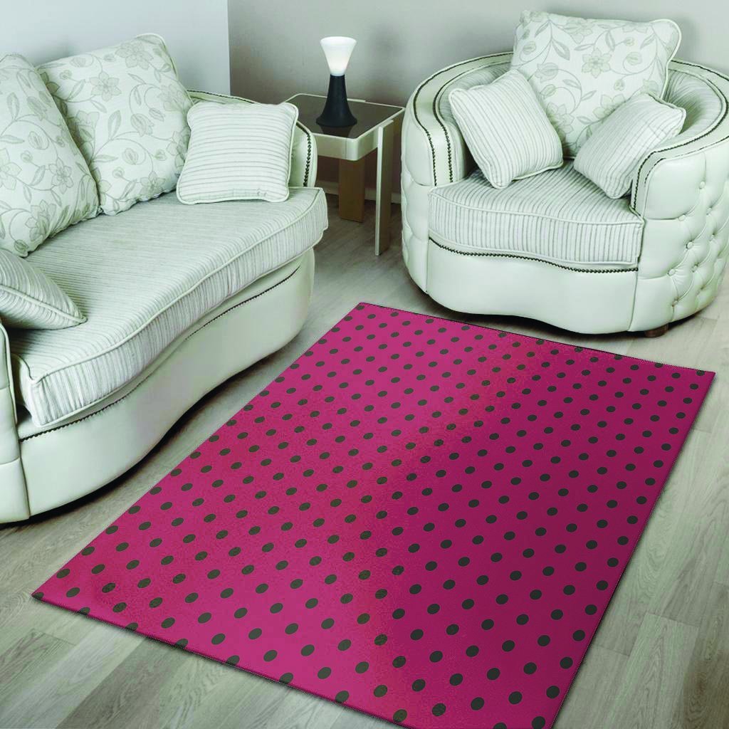 Vintage Black And Pink Tiny Polka Dot Floor Mat-grizzshop