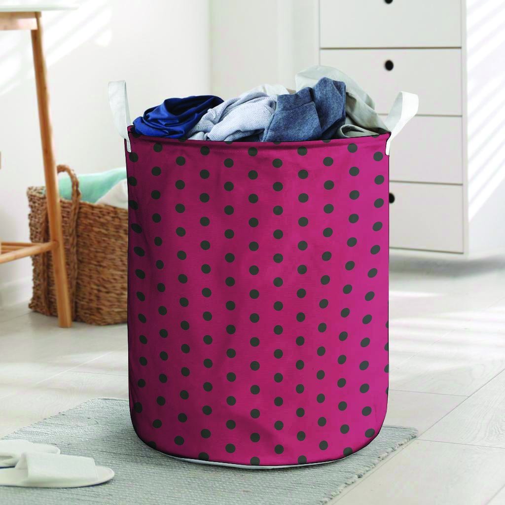 Vintage Black And Pink Tiny Polka Dot Laundry Basket-grizzshop