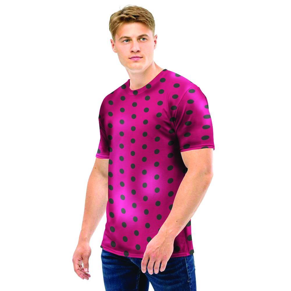 Vintage Black And Pink Tiny Polka Dot Men T Shirt-grizzshop