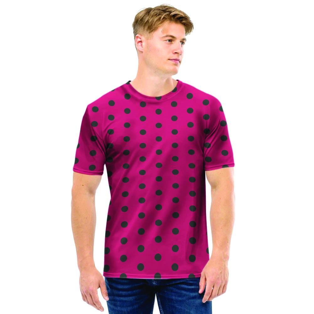 Vintage Black And Pink Tiny Polka Dot Men T Shirt-grizzshop