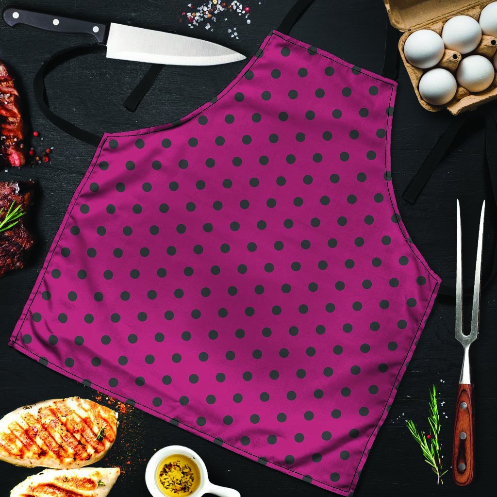 Vintage Black And Pink Tiny Polka Dot Men's Apron-grizzshop