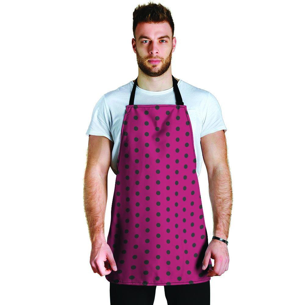 Vintage Black And Pink Tiny Polka Dot Men's Apron-grizzshop