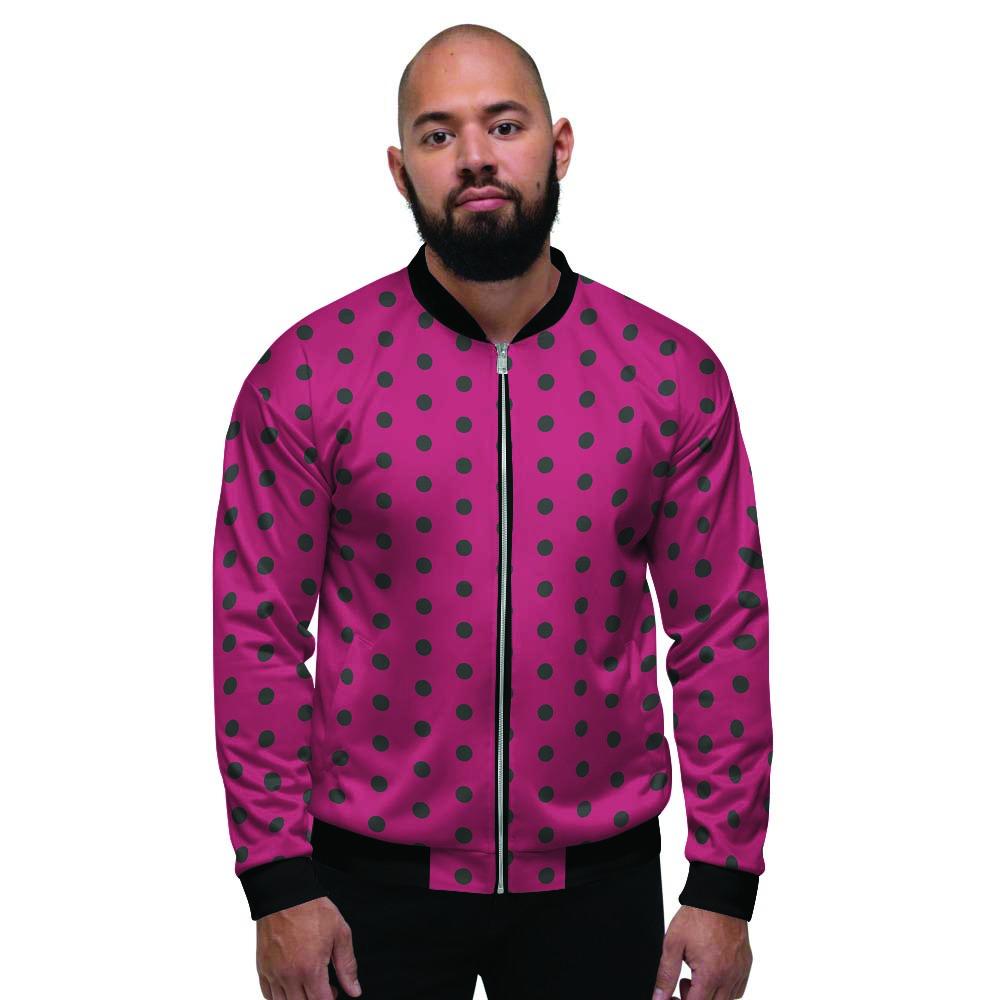 Vintage Black And Pink Tiny Polka Dot Men's Bomber Jacket-grizzshop