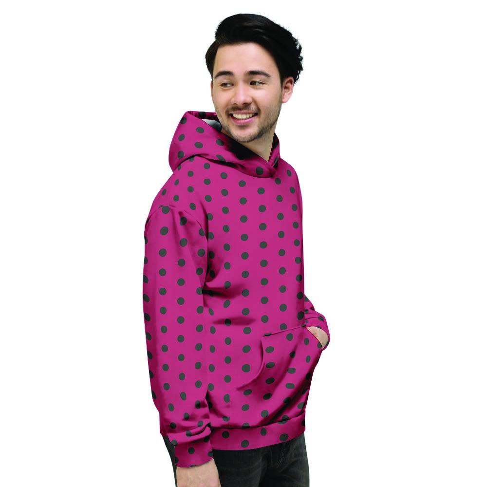 Vintage Black And Pink Tiny Polka Dot Men's Hoodie-grizzshop