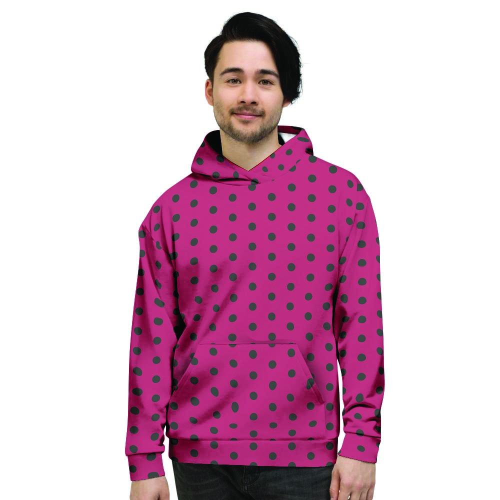 Vintage Black And Pink Tiny Polka Dot Men's Hoodie-grizzshop