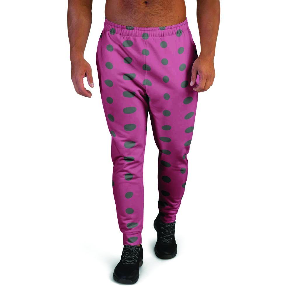 Vintage Black And Pink Tiny Polka Dot Men's Joggers-grizzshop