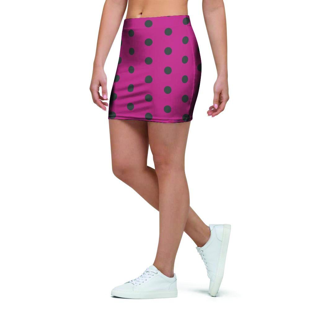 Vintage Black And Pink Tiny Polka Dot Mini Skirt-grizzshop