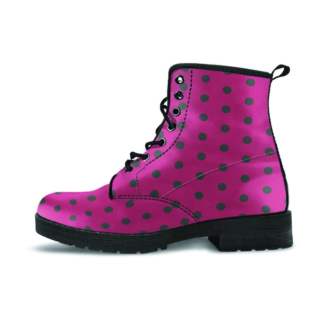 Vintage Black And Pink Tiny Polka Dot Women's Boots-grizzshop