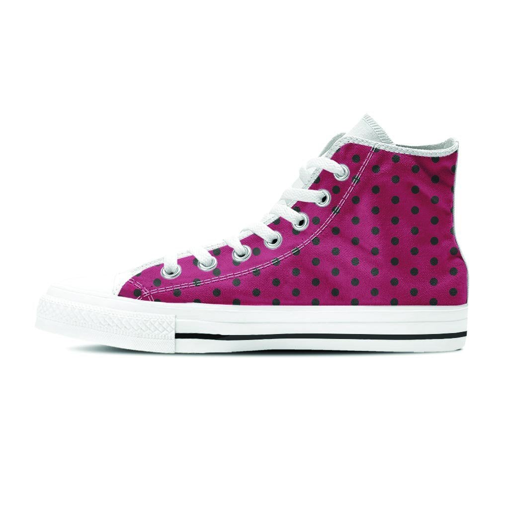 Vintage Black And Pink Tiny Polka Dot Women's High Top Shoes-grizzshop