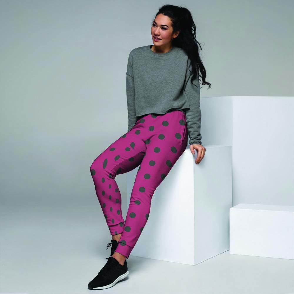 Vintage Black And Pink Tiny Polka Dot Women's Joggers-grizzshop