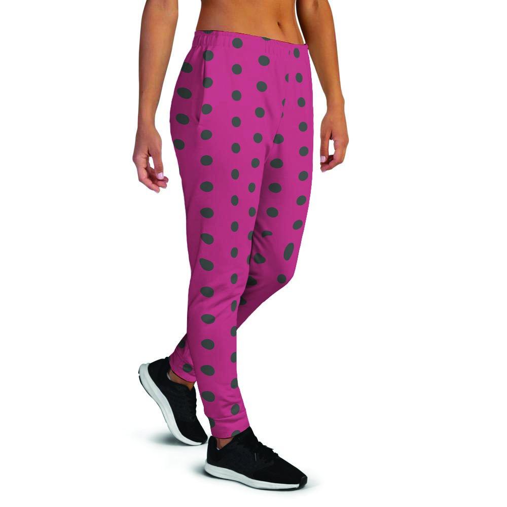 Vintage Black And Pink Tiny Polka Dot Women's Joggers-grizzshop