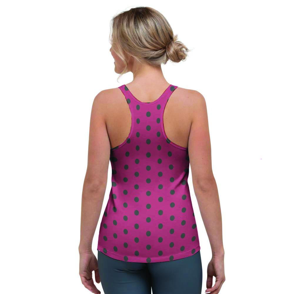 Vintage Black And Pink Tiny Polka Dot Women's Racerback Tank Top-grizzshop