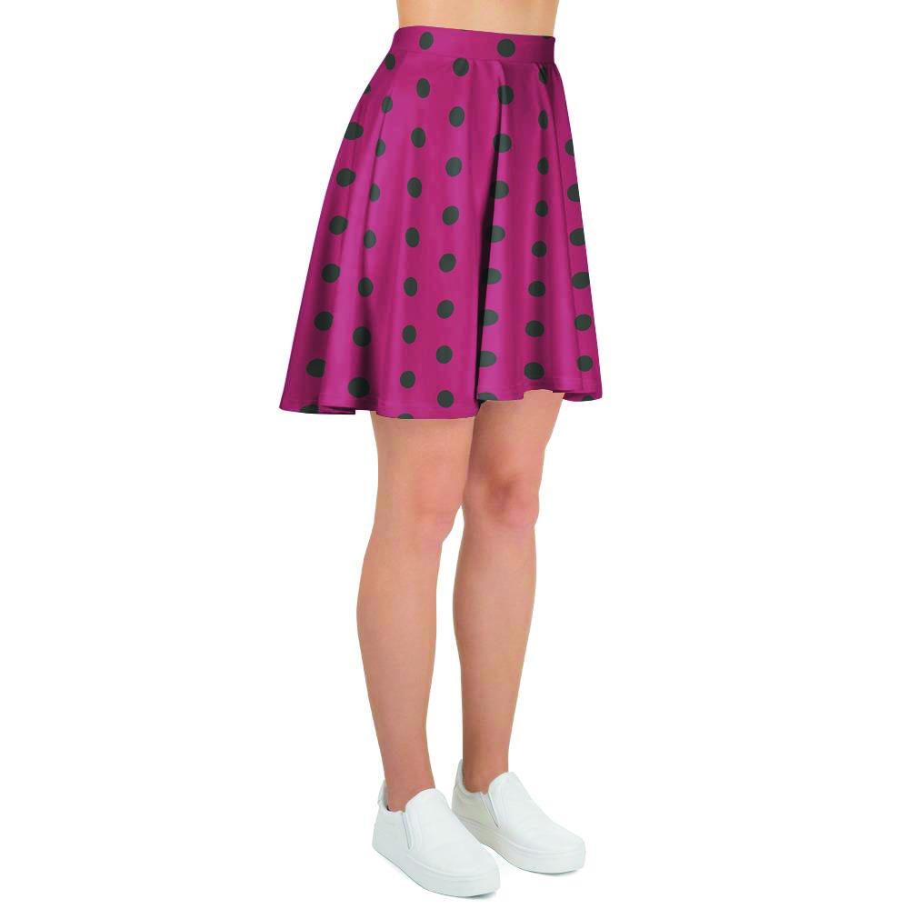 Vintage Black And Pink Tiny Polka Dot Women's Skirt-grizzshop