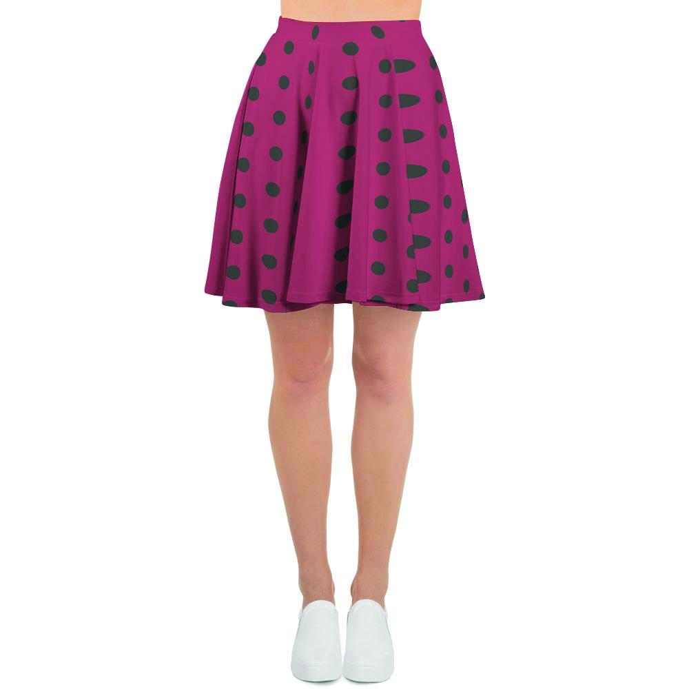Vintage Black And Pink Tiny Polka Dot Women's Skirt-grizzshop