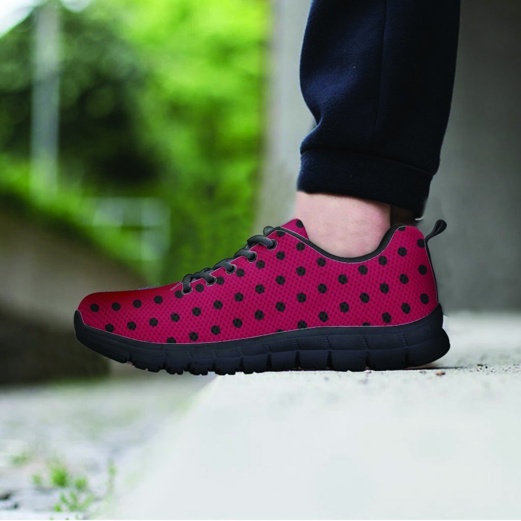 Vintage Black And Pink Tiny Polka Dot Women's Sneakers-grizzshop
