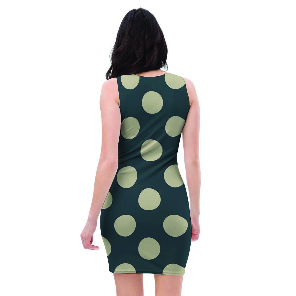Vintage Black Polka Dot Bodycon Dress-grizzshop