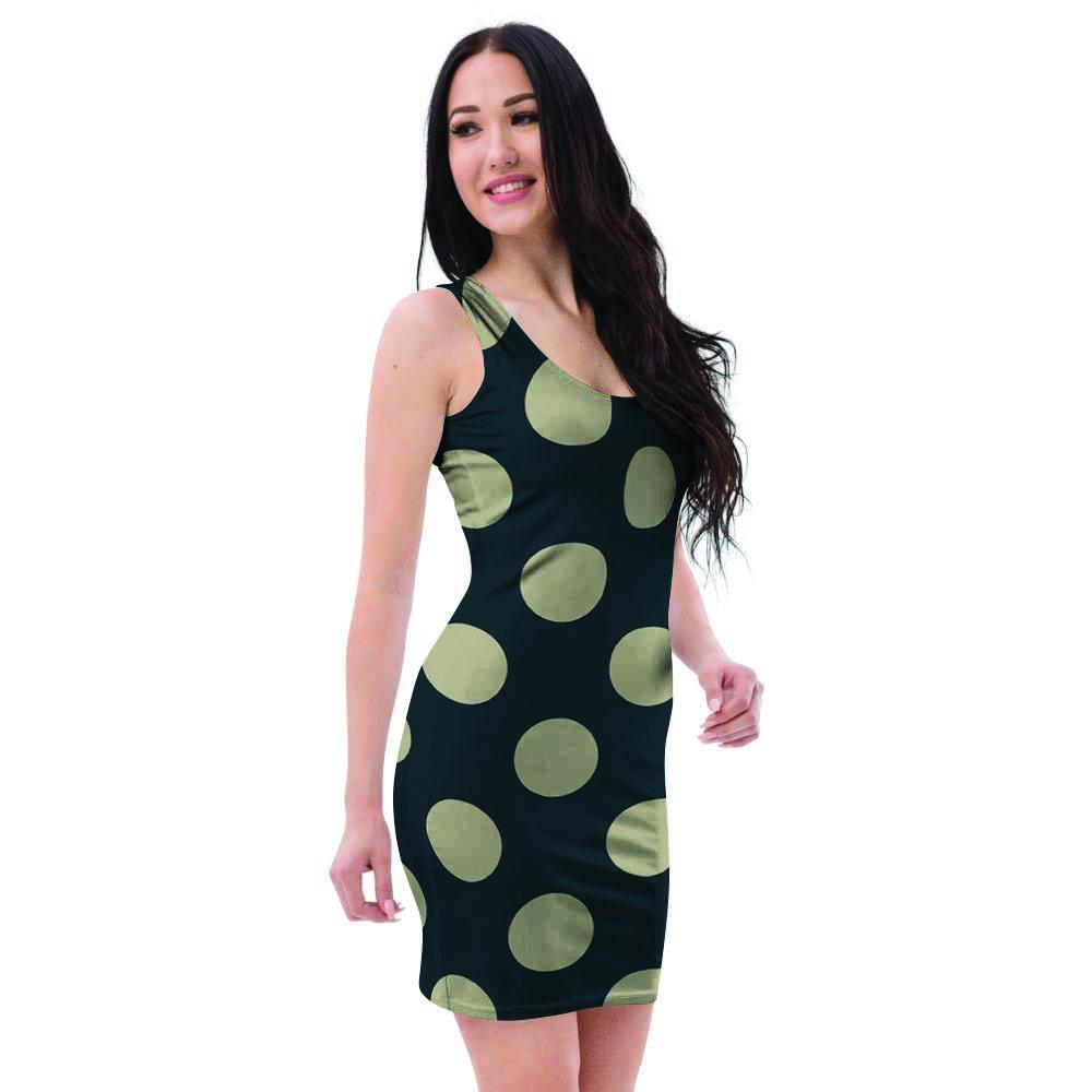 Vintage Black Polka Dot Bodycon Dress-grizzshop
