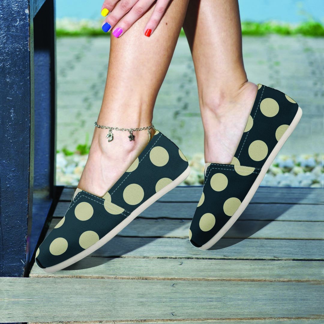 Vintage Black Polka Dot Canvas Shoes-grizzshop