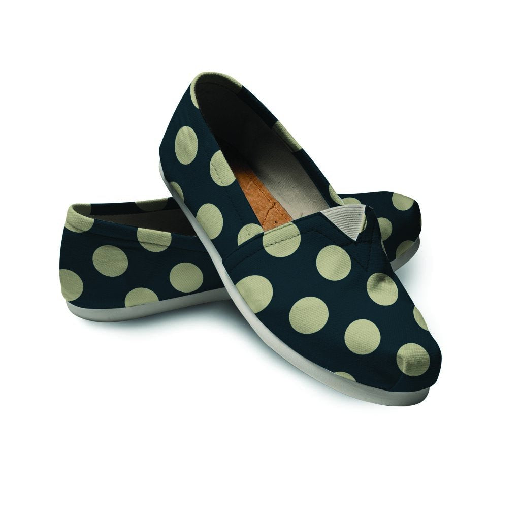 Vintage Black Polka Dot Canvas Shoes-grizzshop