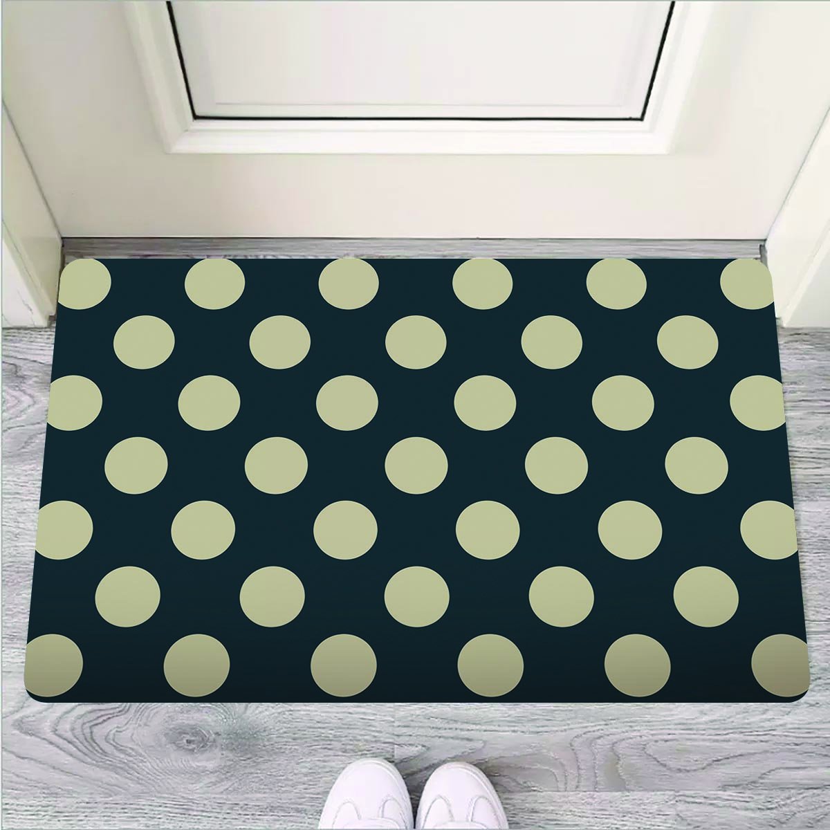 Vintage Black Polka Dot Door Mat-grizzshop