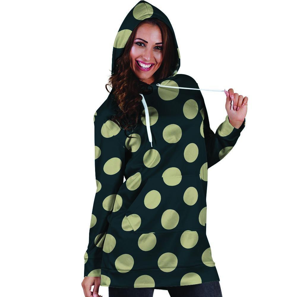 Vintage Black Polka Dot Hoodie Dress-grizzshop