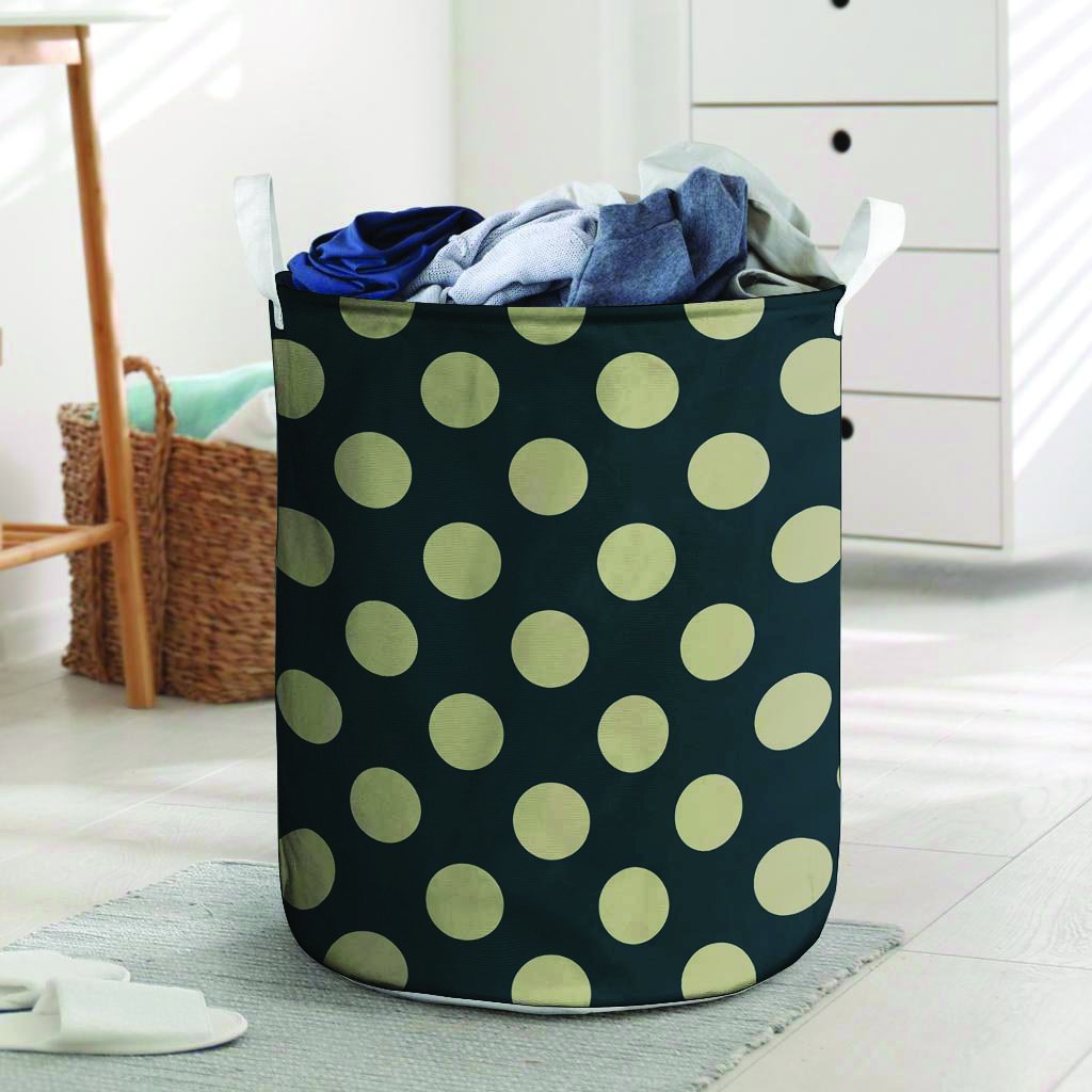 Vintage Black Polka Dot Laundry Basket-grizzshop
