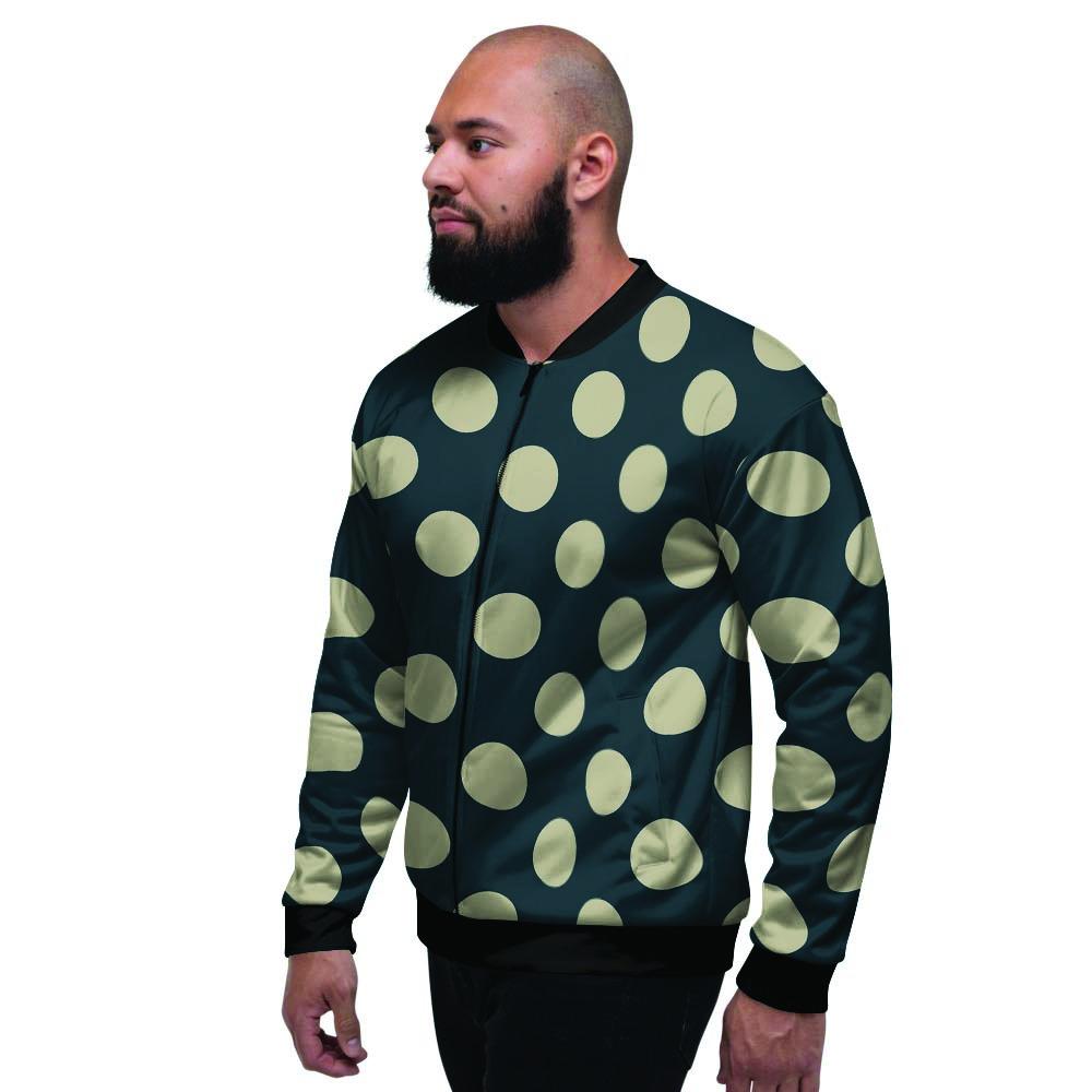 Vintage Black Polka Dot Men's Bomber Jacket-grizzshop