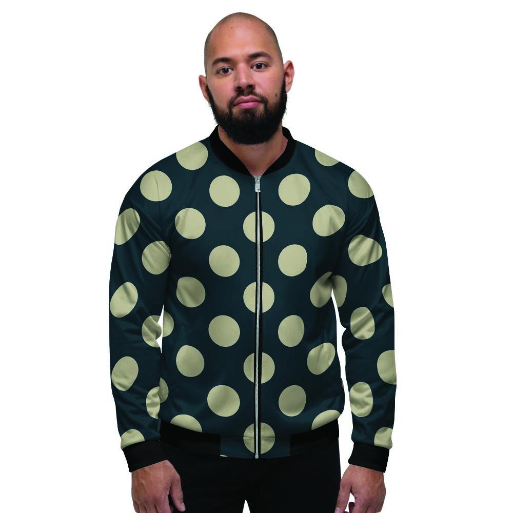Vintage Black Polka Dot Men's Bomber Jacket-grizzshop