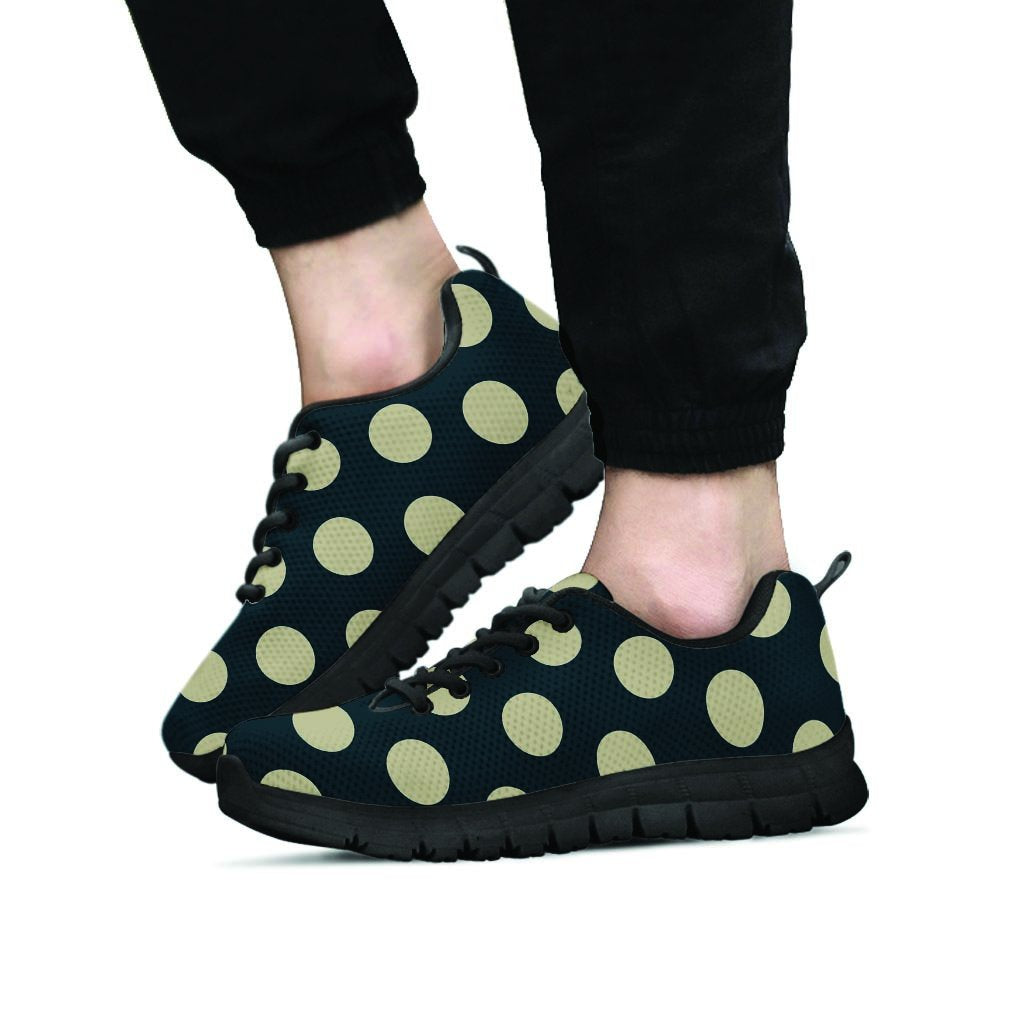 Vintage Black Polka Dot Men's Sneakers-grizzshop