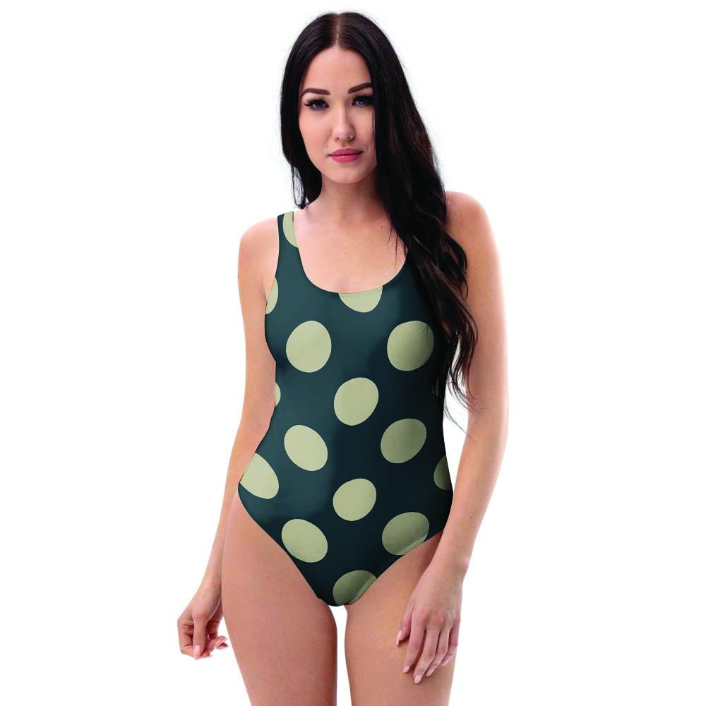Vintage Black Polka Dot One Piece Swimsuite-grizzshop