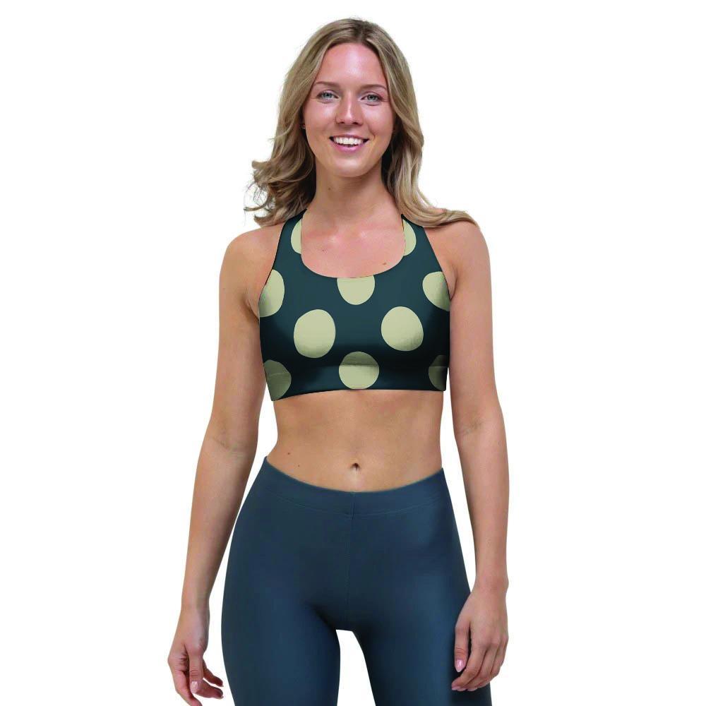 Vintage Black Polka Dot Sports Bra-grizzshop