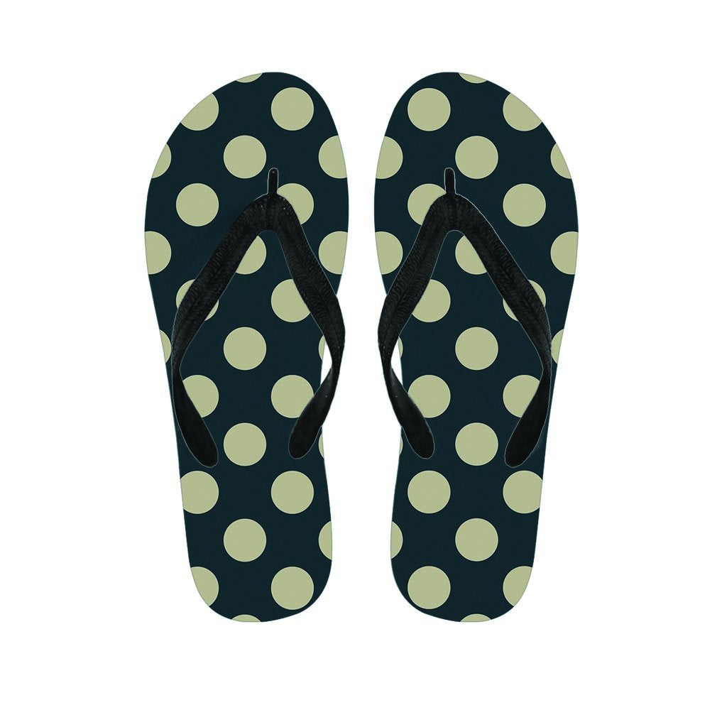 Vintage Black Polka Dot Women's Flip Flops-grizzshop