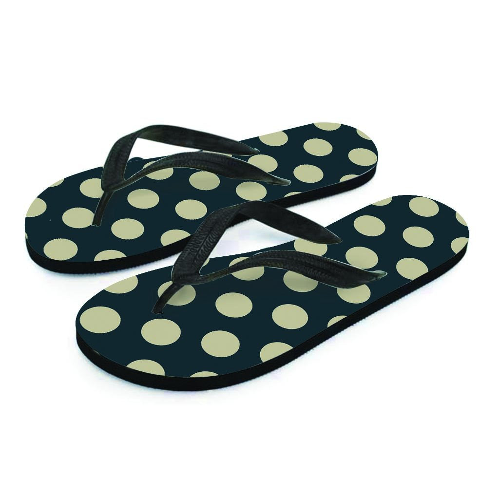 Vintage Black Polka Dot Women's Flip Flops-grizzshop