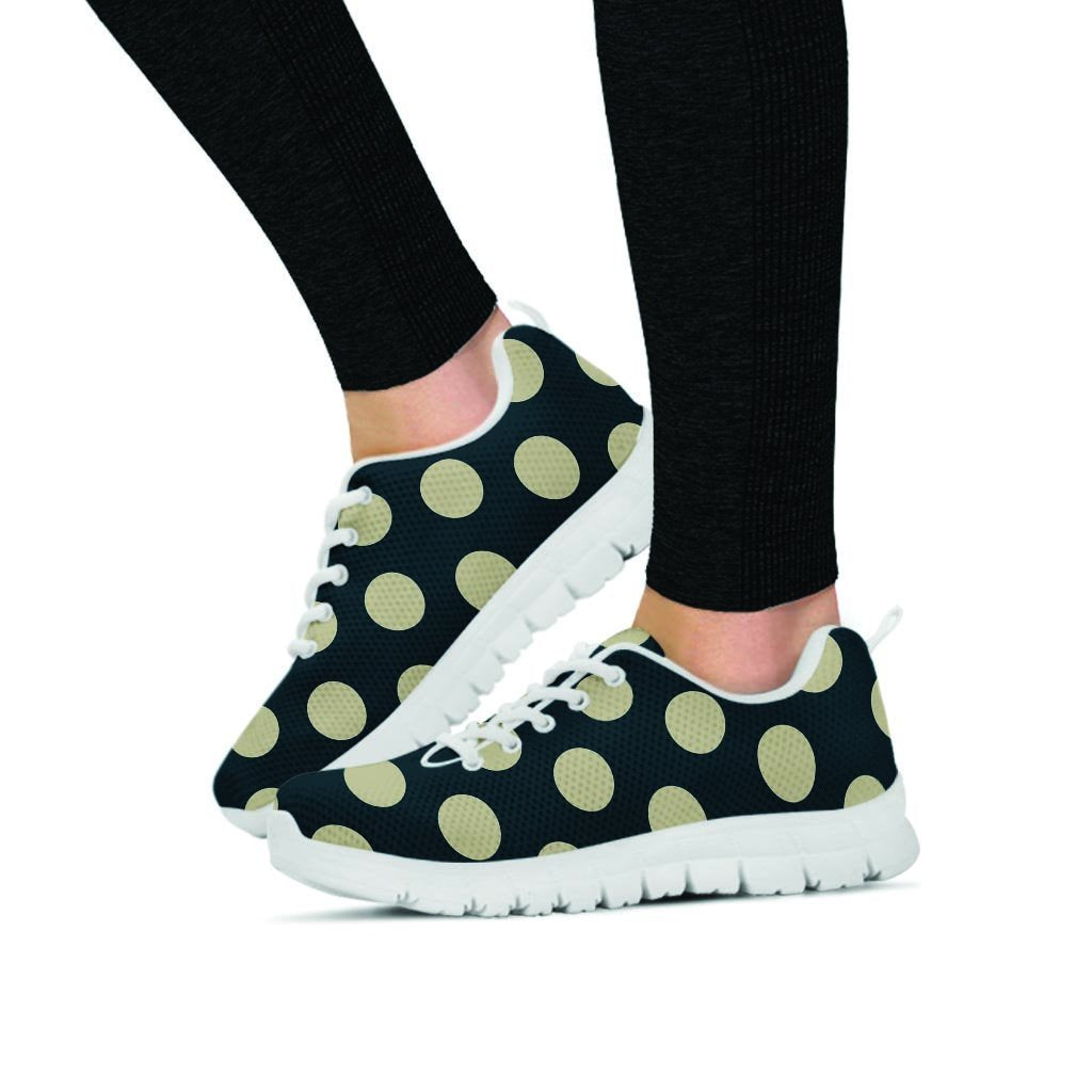 Vintage Black Polka Dot Women's Sneakers-grizzshop