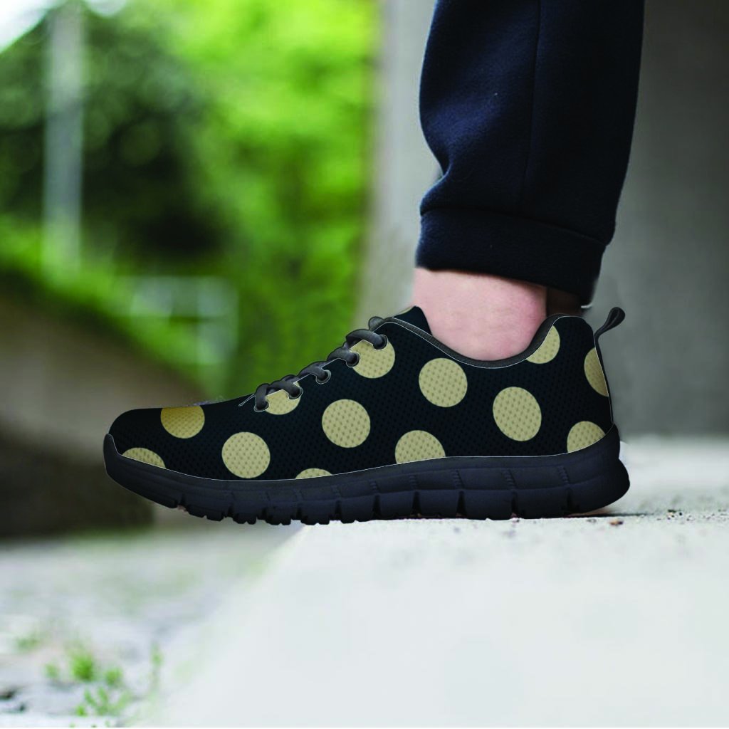 Vintage Black Polka Dot Women's Sneakers-grizzshop