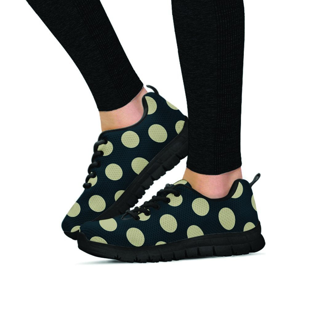 Vintage Black Polka Dot Women's Sneakers-grizzshop