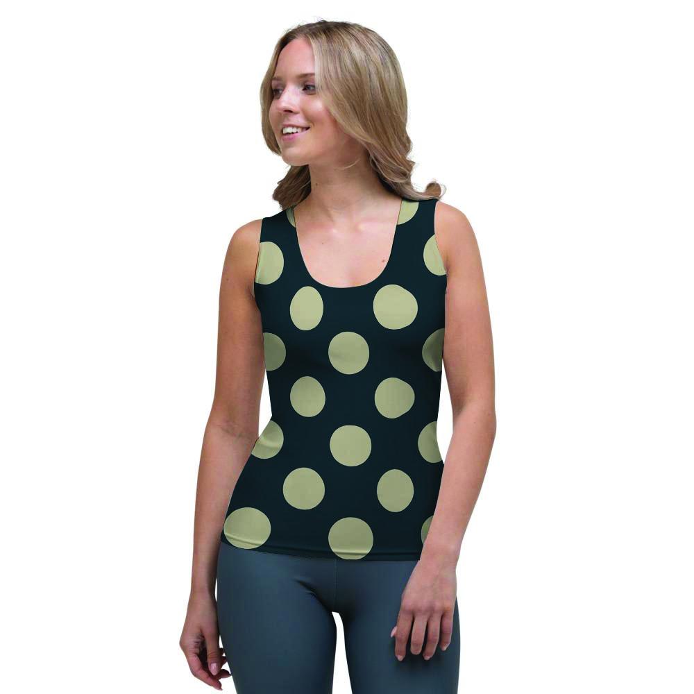 Vintage Black Polka Dot Women's Tank Top-grizzshop
