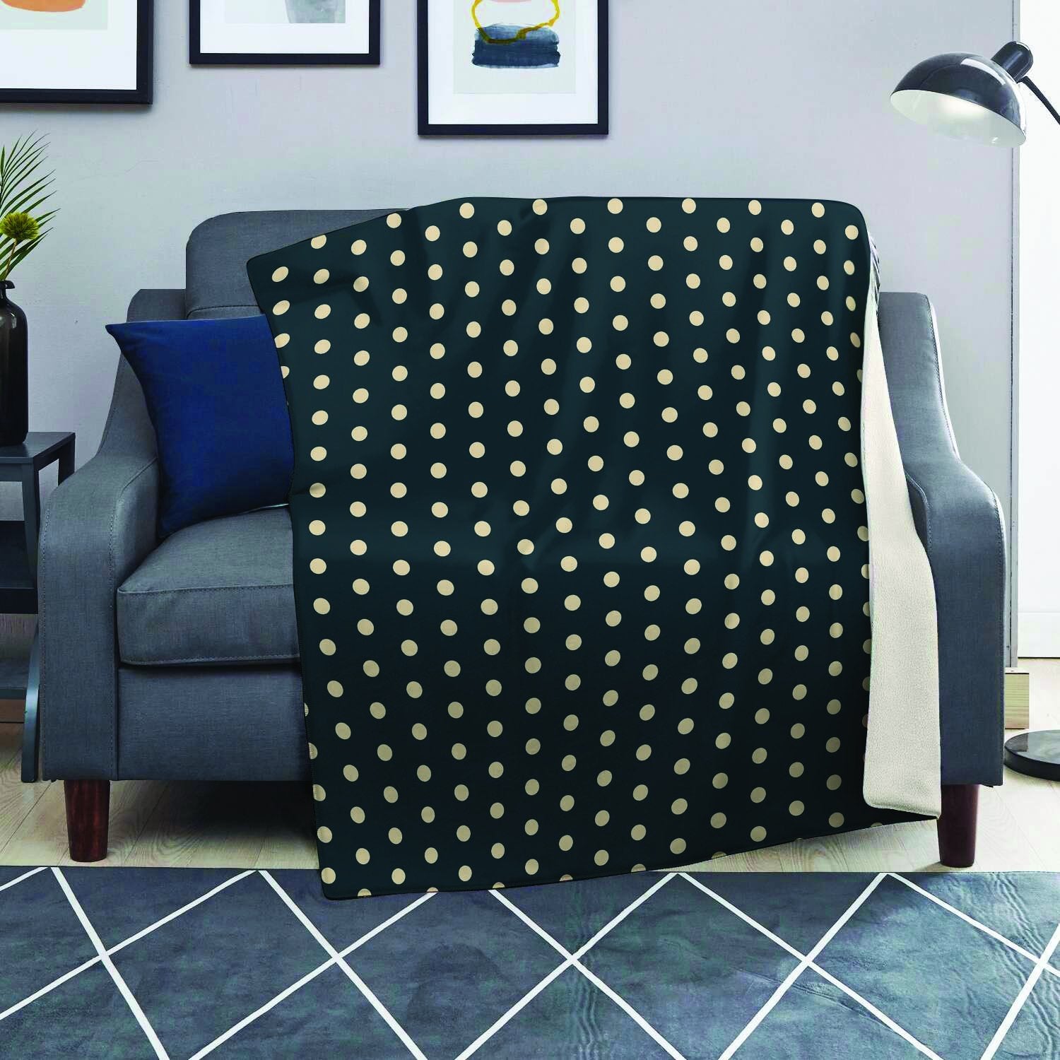 Vintage Black Tiny Polka Dot Blanket-grizzshop