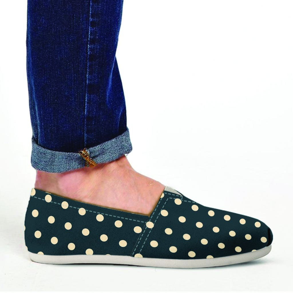 Vintage Black Tiny Polka Dot Canvas Shoes-grizzshop