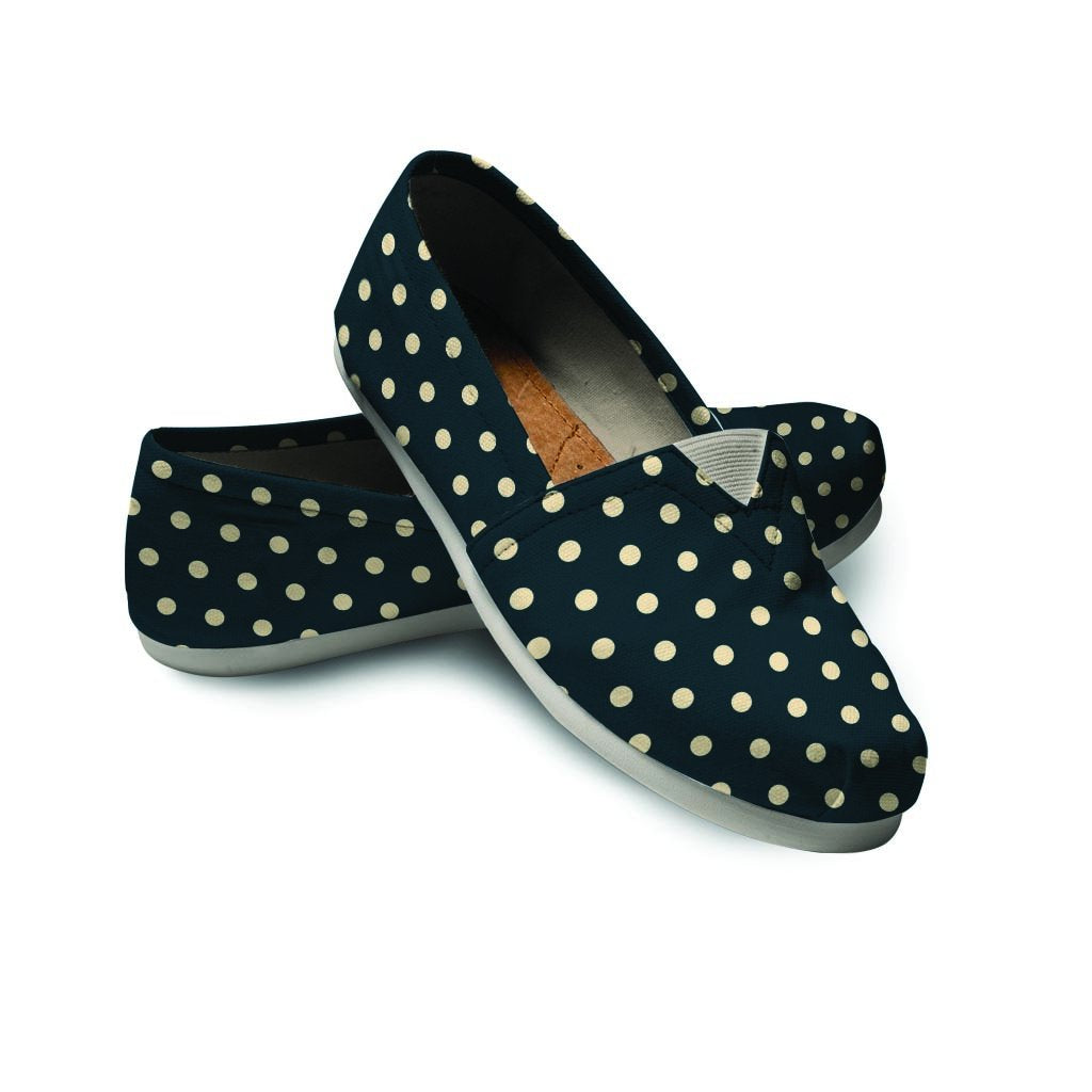 Vintage Black Tiny Polka Dot Canvas Shoes-grizzshop