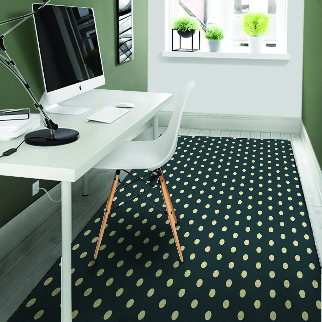 Vintage Black Tiny Polka Dot Floor Mat-grizzshop