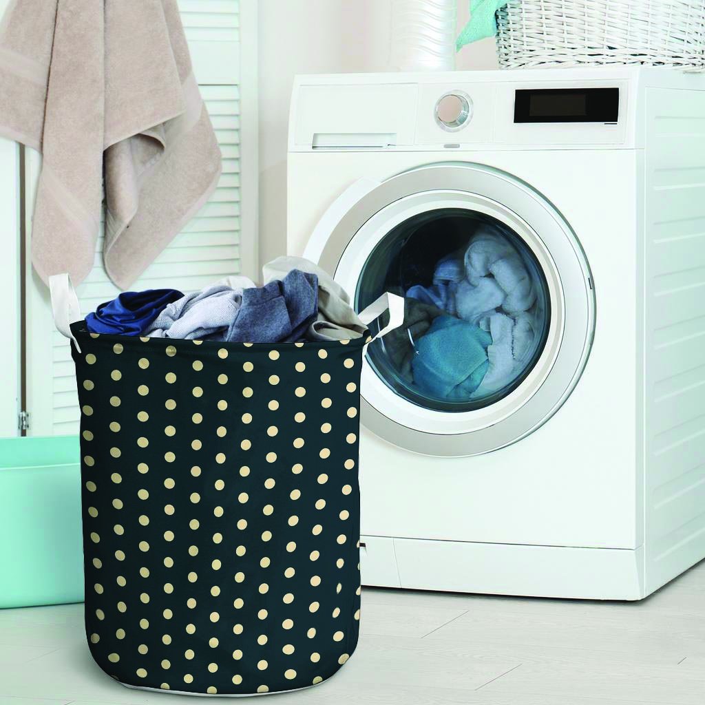 Vintage Black Tiny Polka Dot Laundry Basket-grizzshop