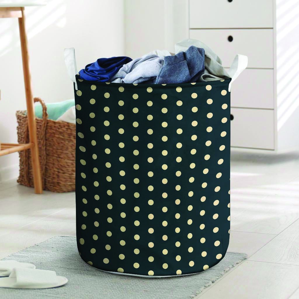 Vintage Black Tiny Polka Dot Laundry Basket-grizzshop