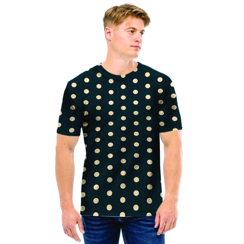 Vintage Black Tiny Polka Dot Men T Shirt-grizzshop