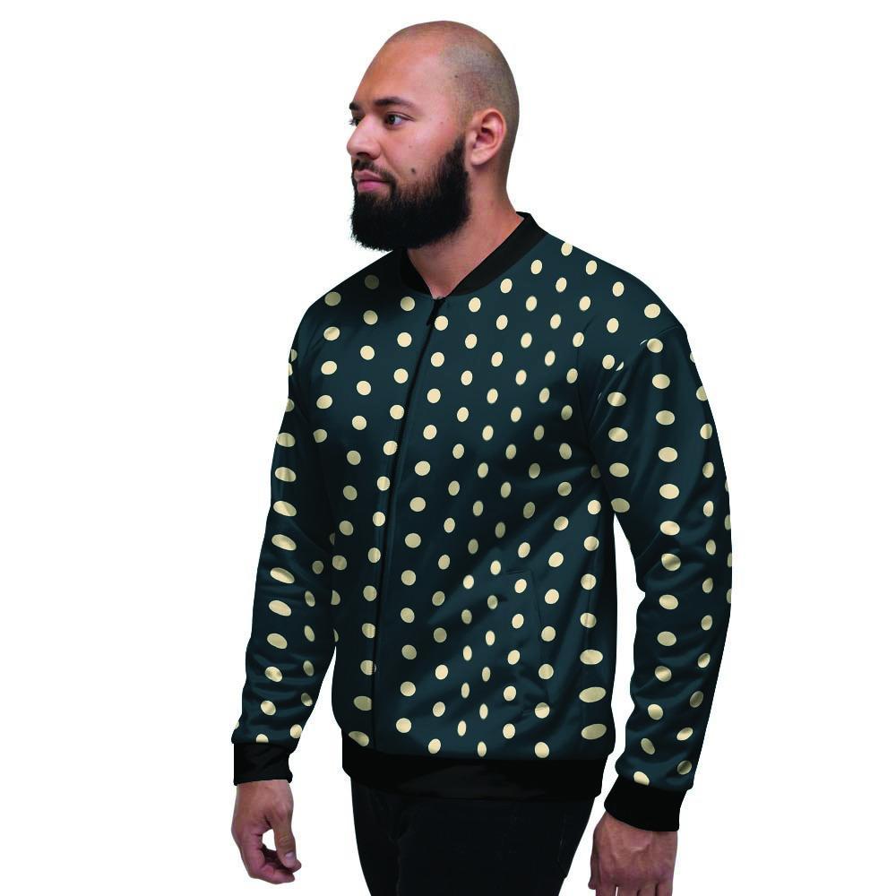 Vintage Black Tiny Polka Dot Men's Bomber Jacket-grizzshop